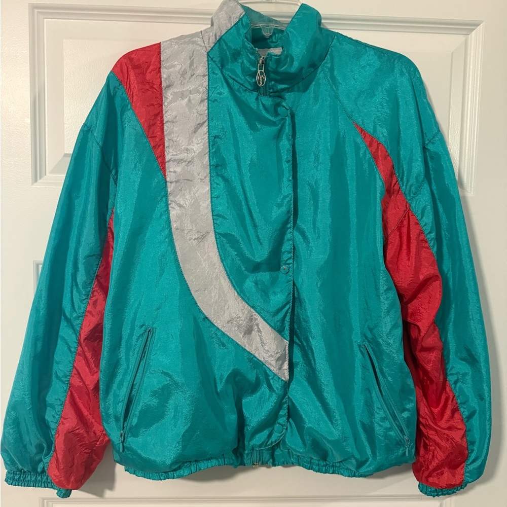 Lavon Teal Windbreaker with Silver Zipper